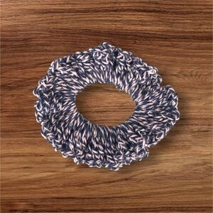 3/$12 Elegant Blue and Cream Knit Hair Scrunchie
